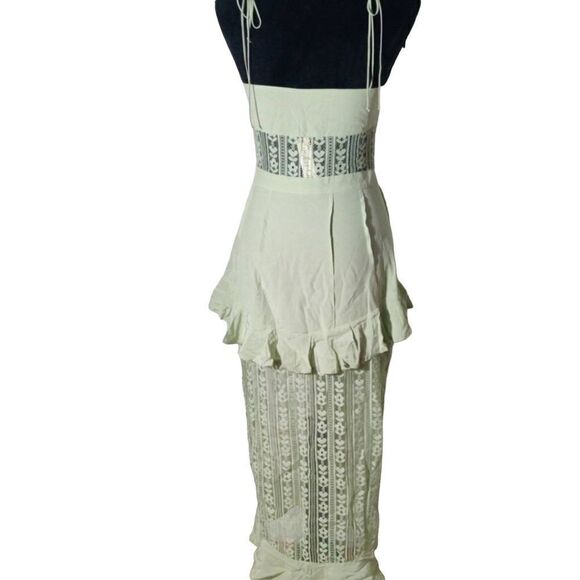 NWT For Love & Lemons L Green Lovebird Lace Midi Dress - Picture 2 of 6